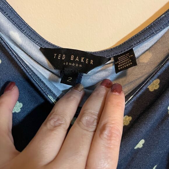 TED Baker Ditsy Spot Long Sleeve Jersey Midi Dress - Picture 5 of 8